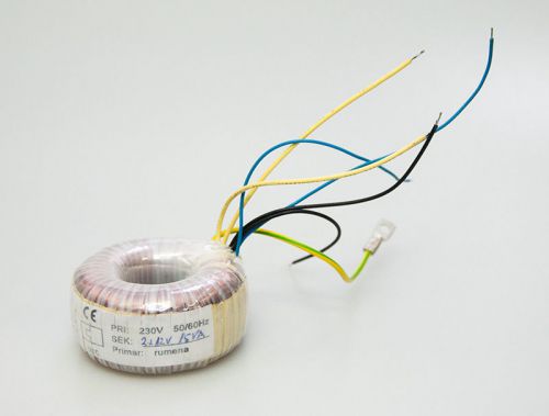 Toroidal Mains Transformer 15VA 230V 0-12V 0-12V + GND shielding ground coil