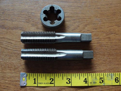 Vintage Tap Die set - bundle 2 taps, 1 Die - 20 - 250 USA STD   DK stamp