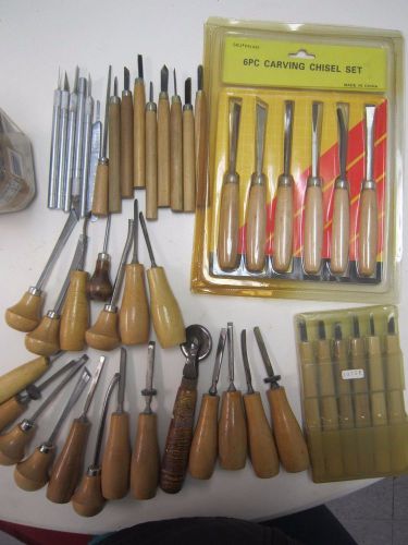 Large Set of VINTAGE (88) WOODCARVING TOOLS wood handled Chisel Set *