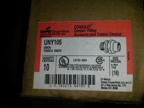 UNY105 Cooper Crouse-Hinds 1/2&#034; Conduit Fitting Male Female = UNY50S UNY50NR