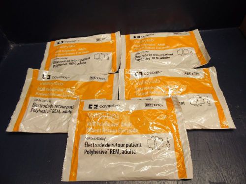 Lot of 5 Covidien E7507 Valleylab REM Polyhesive Adult Patient Return Electrode