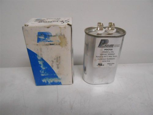 Packard pocf35 motor run capacitor, 35mfd oval, 440vac, rated 85 deg c for sale