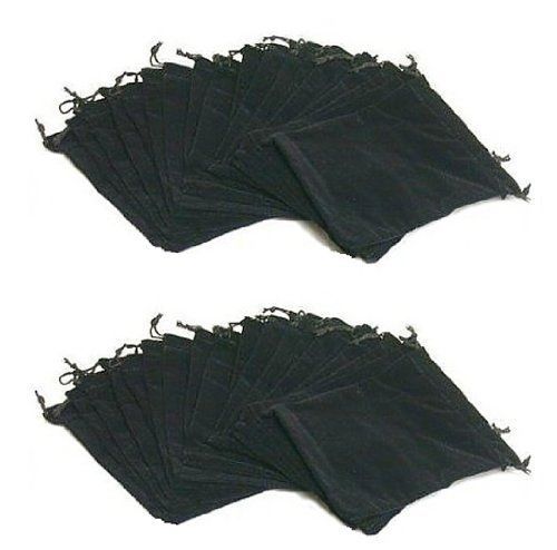 1 X Pack Of 25 Large 7&#034; X 5&#034; Pouches - Elegant Black Velvet Drawstring Jewelry