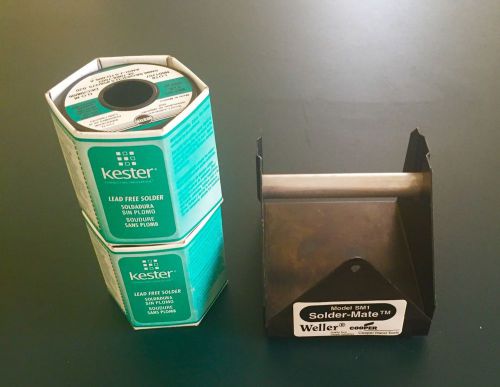 LOT of 2 Rolls Kester Lead Free Solder .031&#034; Diam., 1lb ea + BONUS SPOOL HOLDER!