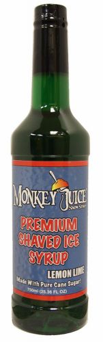 Lemon lime snow cone syrup - made with pure cane sugar - monkey juice brand for sale