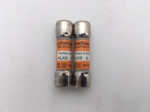 KLKD5 – Littelfuse, 5 Amp 600vac, Fast Acting Midget Fuse, (Size: 5AG)