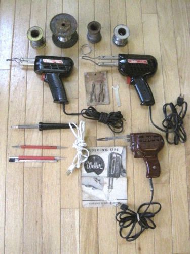 Lot of (4) Vintage Soldering Guns / Iron - (2) Weller &amp; (2) Wen w/Solder -Tested