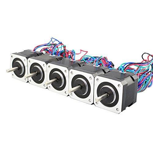 STEPPERONLINE 5PCS Nema17 Stepper Motor 2A 64oz.in 40mm Body 4-lead 1m Cable W/