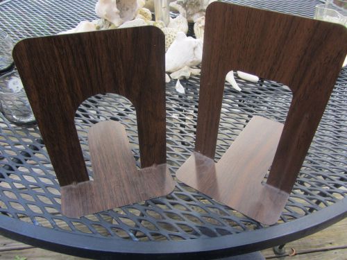 Set of 2 Vintage Metal Faux Wood grain Book/File ends