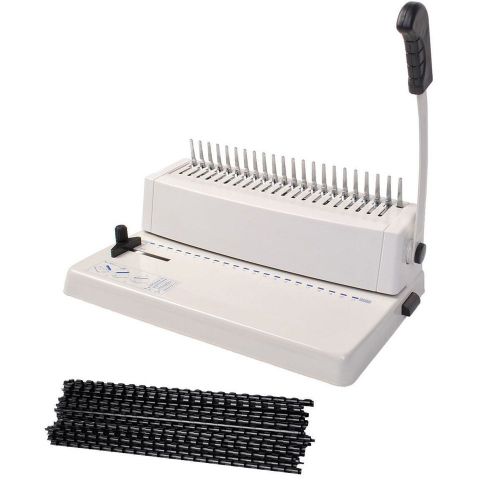 21-Hole 250 Sheets Paper Comb Punch Binder Binding Machine Scrapbook w/200 Combs