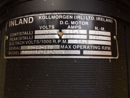 KOLLMORGEN INLAND DC MOTOR - Brand New