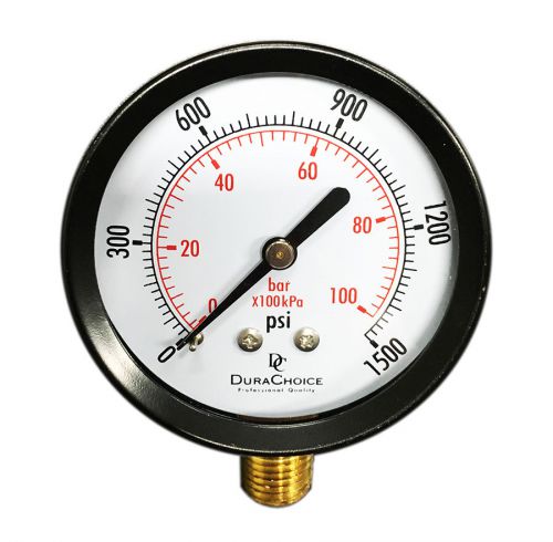 2&#034; Utility Pressure Gauge - Blk.Steel 1/4&#034; NPT Lower Mount 1500 PSI