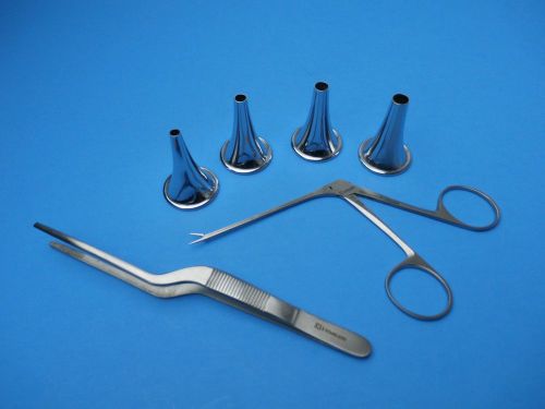 6Pcs-Hartman Ear Speculum &amp; Micro Ear Alligator &amp; Jensen Forceps,ENT Instruments