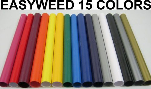 15 COLORS Siser Heat Press Transfer Vinyl KIT - 15 rolls - 15&#034; x 12&#034;  each