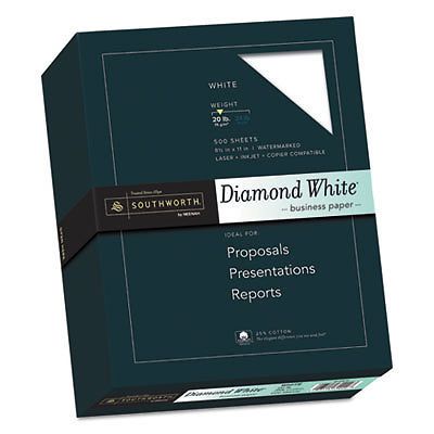 25% cotton diamond white business paper, 20lb, 95 bright, 8 1/2 x 11, 500 sheets for sale