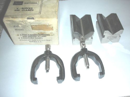 NICE SEARS CRAFTSMAN 9-4083 V-BLOCKS &amp; CLAMPS TOOLS IN ORIGINAL BOX U.S.A MADE