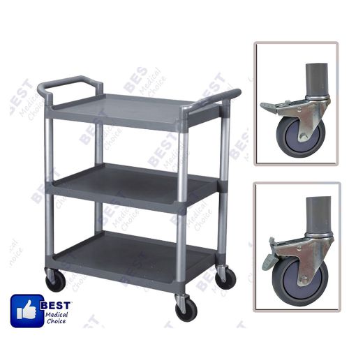 Commercial grey three shelf utility cart / bus cart kitchen hotel janitorial for sale