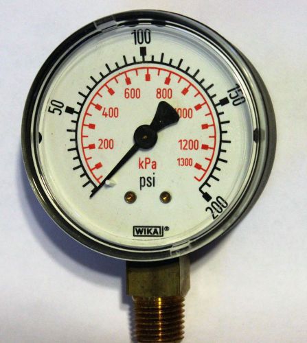 Wika commercial pressure gauge, dry-filled, 2.50&#034; dial, 0-200 psi for sale