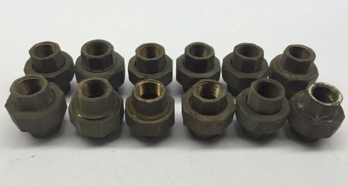 Lot Of 12 Flagg Brass 1/2&#034; Plumbing Threaded Union Couplings Fittings Coupler