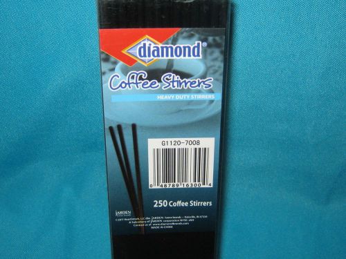 NIB NEW IN BOX DIAMOND 7&#034; BLACK COCKTAIL / COFFEE HEAVY DUTY STIRRERS 250 COUNT