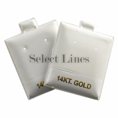 100 14KT Gold White Leather Puff Earring Pads Cards