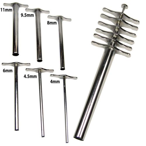 Cork borer, 6 piece set, plated brass, for 4 to 12mm holes, stopper borer for sale