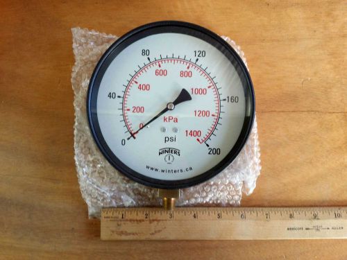 Winters pressure gauge # 255 6&#034; 1/4 npt 0-200 psi/kpa nos brand new and unused for sale