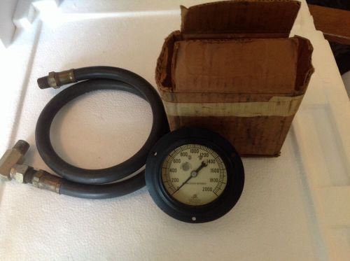 MARSH INSTRUM CO HYDRAULIC GAUGE 0-2000 PSI Bronze movement, recalibrator + hose