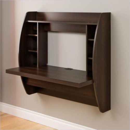 Desk Computer Floating Wall Mount Shelves Storage Home Office Furniture Espresso