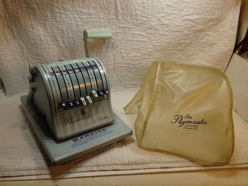 PAYMASTER RIBBON WRITER Light Blue Vintage Check Writer w/ Key 8000 Mid Century