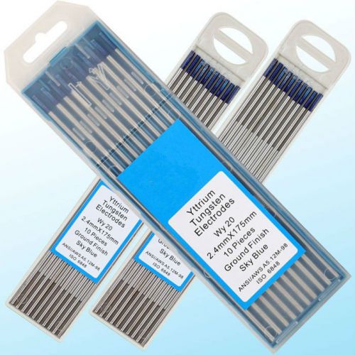 10PK 3/32&#034;* 7&#034;(2.4*175mm),WY20 BLUE 2% Yttriated Tungsten Welding TIG Electrode