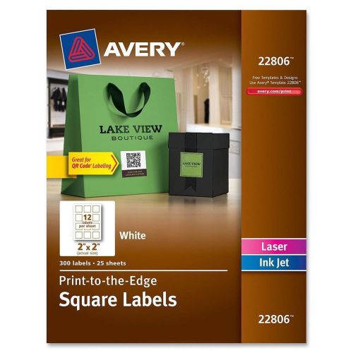 Avery 22806 Square Permanent Labels, 2&#034;x2&#034;, 300/PK, WE