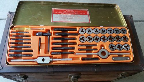 Tap &amp; die 40 pc vintage set combination of nc/nf &amp; npt fine carbon steel - nos for sale