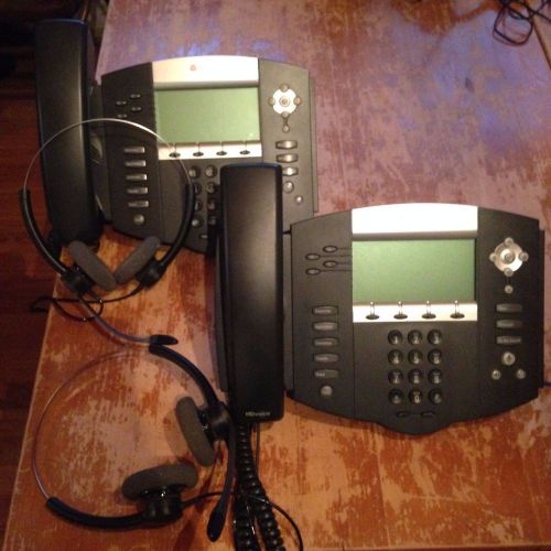 2 polycom 4 line phones with included headsets