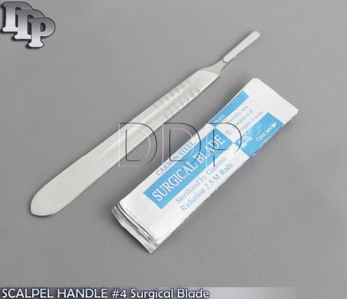 10 STERILE SURGICAL BLADES #23 #24 WITH FREE SCALPEL KNIFE HANDLE #4