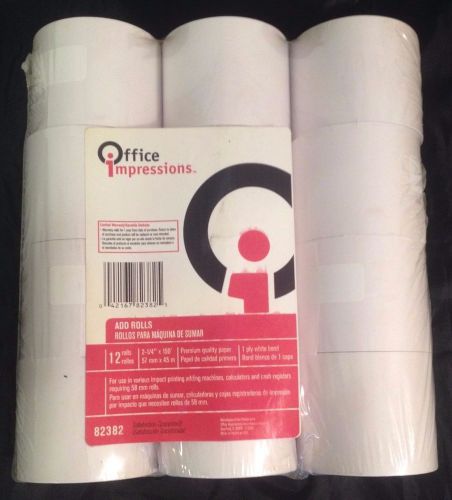 Office Impressions 12 Count OFF82382 Plain Add Paper Rolls 2 1/4&#034;W x 150&#039;L