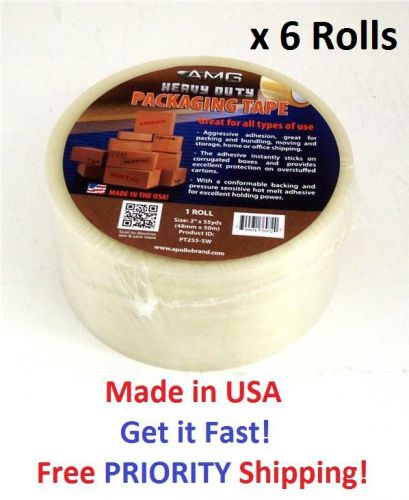 6 Rolls Carton Box Sealing Packaging Shipping Packing Tape 2&#034; x 55 yard (165 ft)