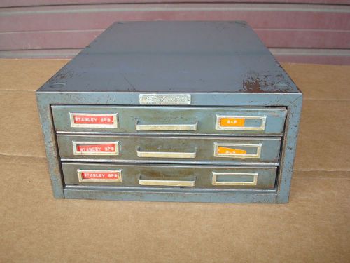 VINTAGE INDUSTRIAL STEELMASTER CARD CATALOG ORGANIZER BIN CABINET 3 DRAWER