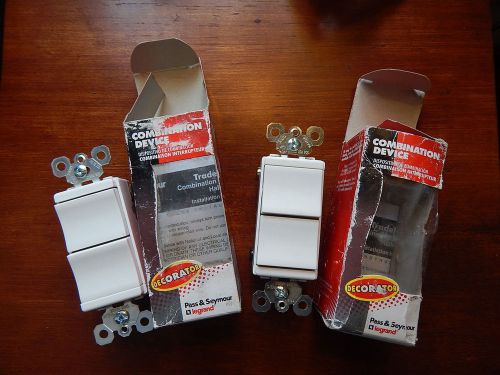 Lot of 2 Pass &amp; Seymour Decorator Combination Single Pole + 3 Way Switches White