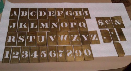 VINTAGE BRASS STENCILS SET OF 40+ PIECES  1&#034;  A THRU Z, 1 THRU 0 +FEW SYMBOLS