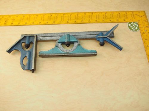 PEC Tools 4 Pc Engineering Combination Square Set: Mitre Center Protractor Heads