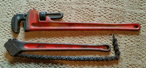 Large pipe wrench, 24&#034; + chain pipe wrench, rigid and proto for sale