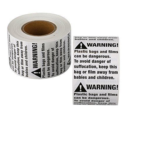 Suffocation Warning Labels - 1000 Plastic Bag Suffocation Stickers (2 x 2) FBA