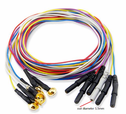 24pcs din 1.5mm gold-plated copper cap colorful electrodes sleep brain eeg cable for sale