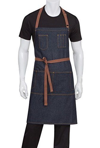 Chef Works AB035-IBL-0 Memphis Bib Apron, Indigo Blue - Set of 6