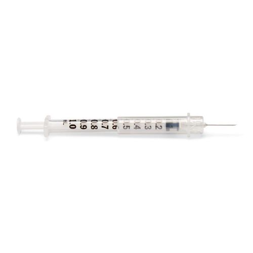 1cc Tuberculin Safety Syringe W/ 25g 5/8&#039;&#039; Needle Attached 25/Order