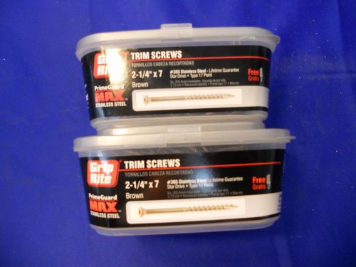 Grip Rite Trim Screws 2-1/4&#034;x7 Brown #305 S.S. Star Drive 17 Pt &#034;2 Boxes&#034; 0184-2