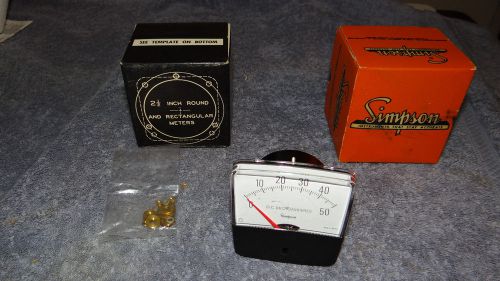 VINTAGE SIMPSON M# 1222 0-50 microamperes METER in ORIGINAL BOX. 2 1/2&#034; round