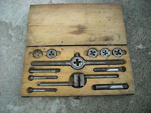 ANTIQUE VINTAGE STAR TAP &amp; DIE SET IN ORIGINAL WOOD OAK BOX