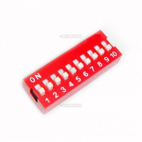 10Pcs Red 2.54Mm Pitch 10-Bit 10 Positions Ways Slide Type Dip Switch J29 X